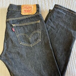 Levis 501 Button fly jeans. 34x 30 Black denim wash.